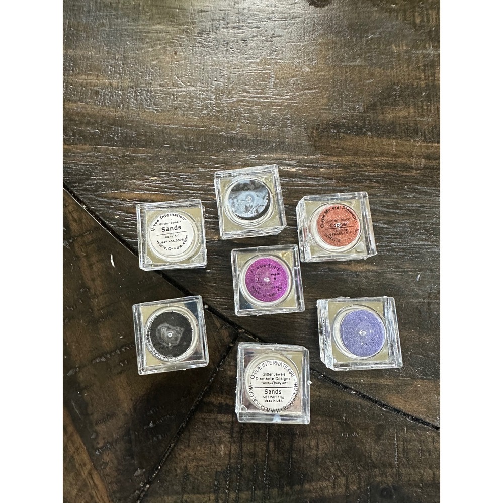 Q-Voe International Glitter Jewels Mineral Pigments Body Art Lot of 7 1.5g Each